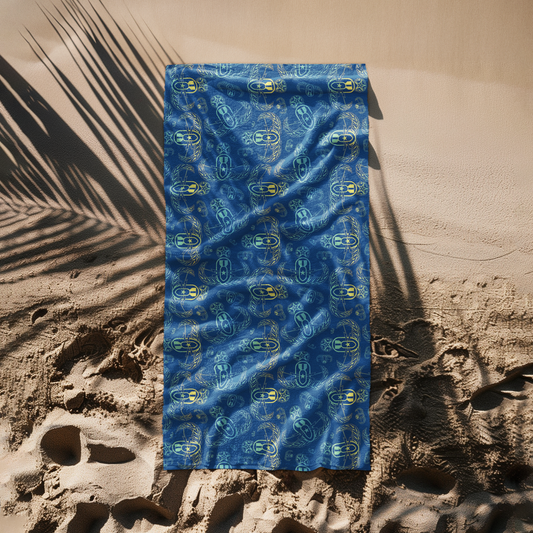 Print On Demand  - Beach Towel - "EOD BOMBre" (Yellow/Turquoise/Green)