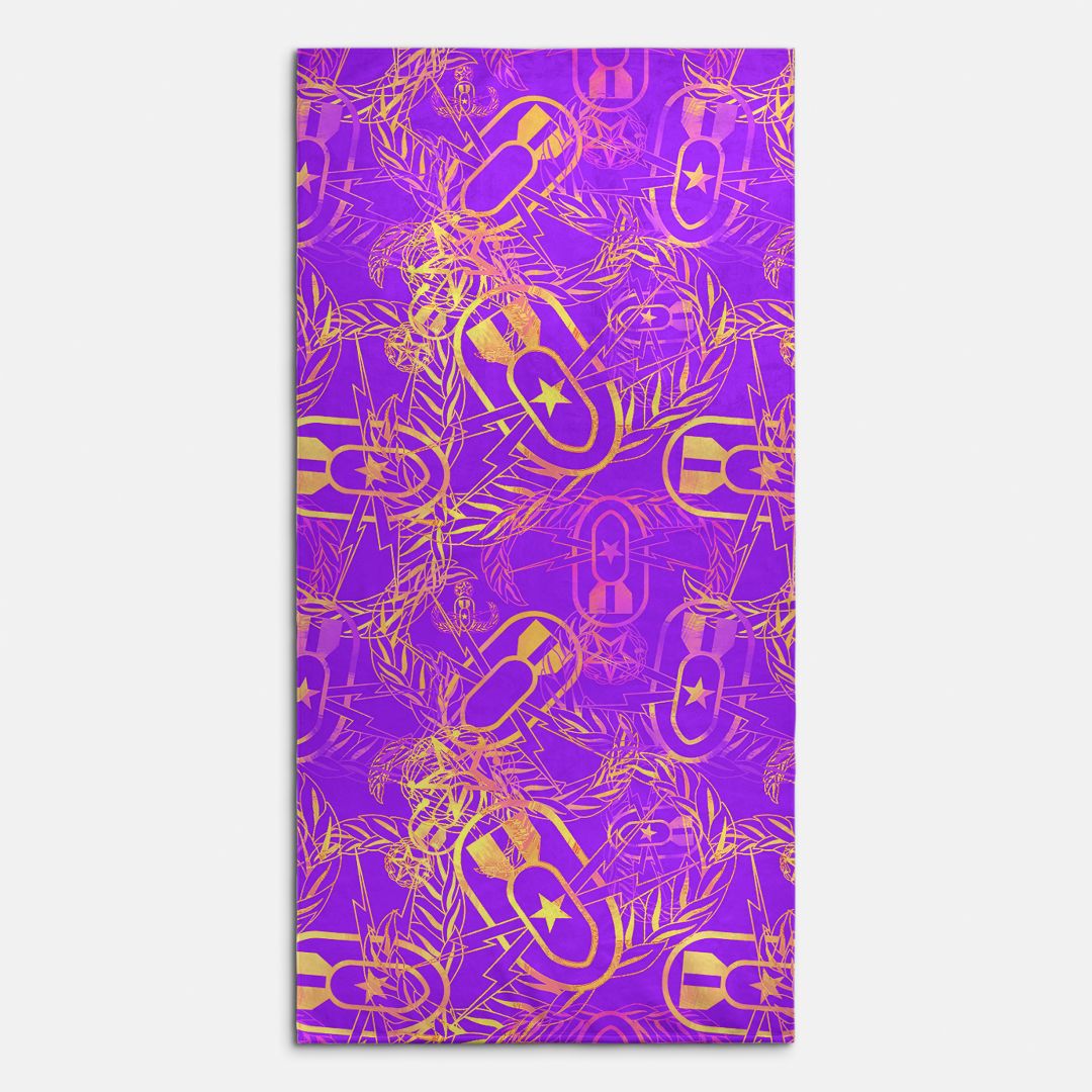 Print On Demand  - Beach Towel - "It's 5 o'clock Somewhere" (Yellow on Purple)