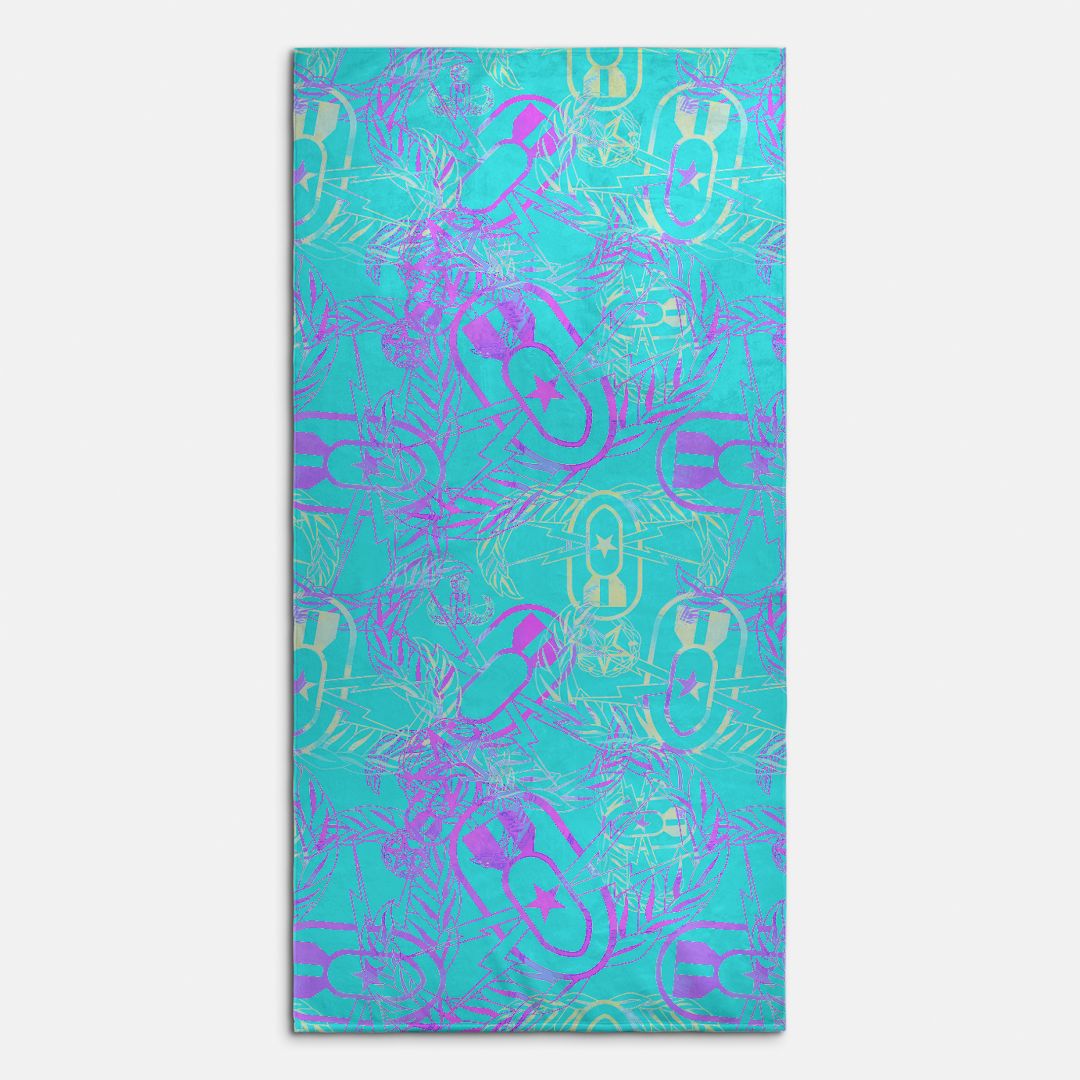 Print On Demand  - Beach Towel - "It's 5 o'clock Somewhere" (Light on Turquoise)