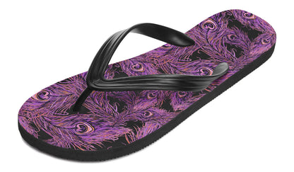 Print On Demand - Flip Flops - "Peacock Feathers" (Purple)