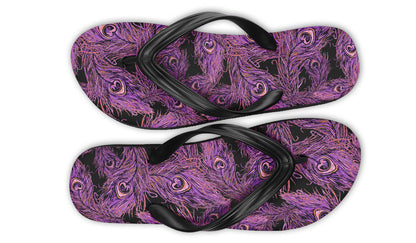 Print On Demand - Flip Flops - "Peacock Feathers" (Purple)
