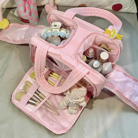 Large Capacity Makeup Organizer Puffy Travel Toiletry Bag for Women