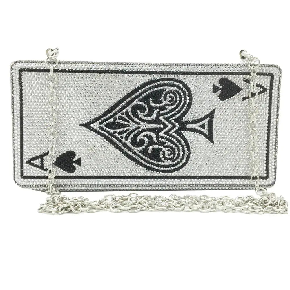 Boutique De Poker Playing Card Spade Ace Women Crystal Clutch