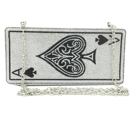 Boutique De Poker Playing Card Spade Ace Women Crystal Clutch