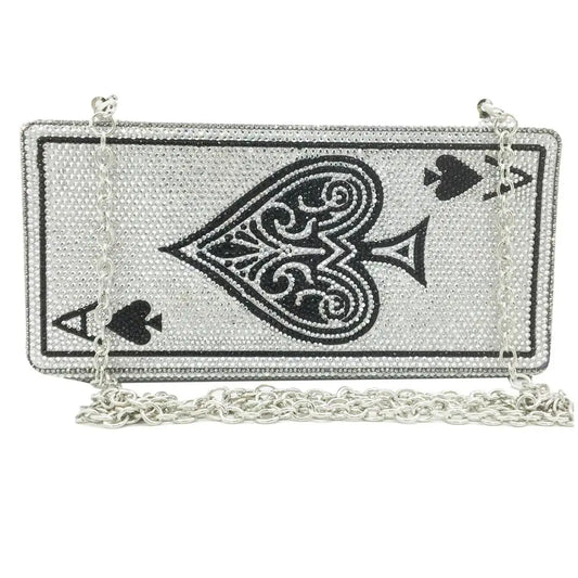Boutique De Poker Playing Card Spade Ace Women Crystal Clutch