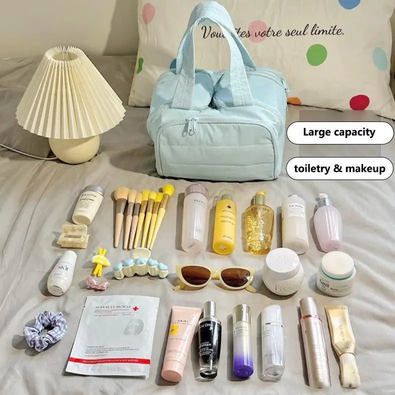 Large Capacity Makeup Organizer Puffy Travel Toiletry Bag for Women