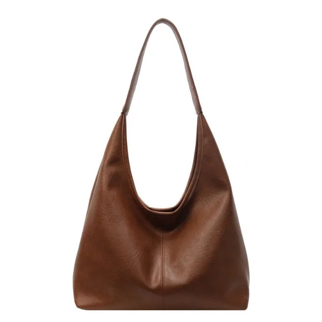 Women's Hobo Bag in Genuine Full Grain Leather with Adjustable Strap and Zipper Closure