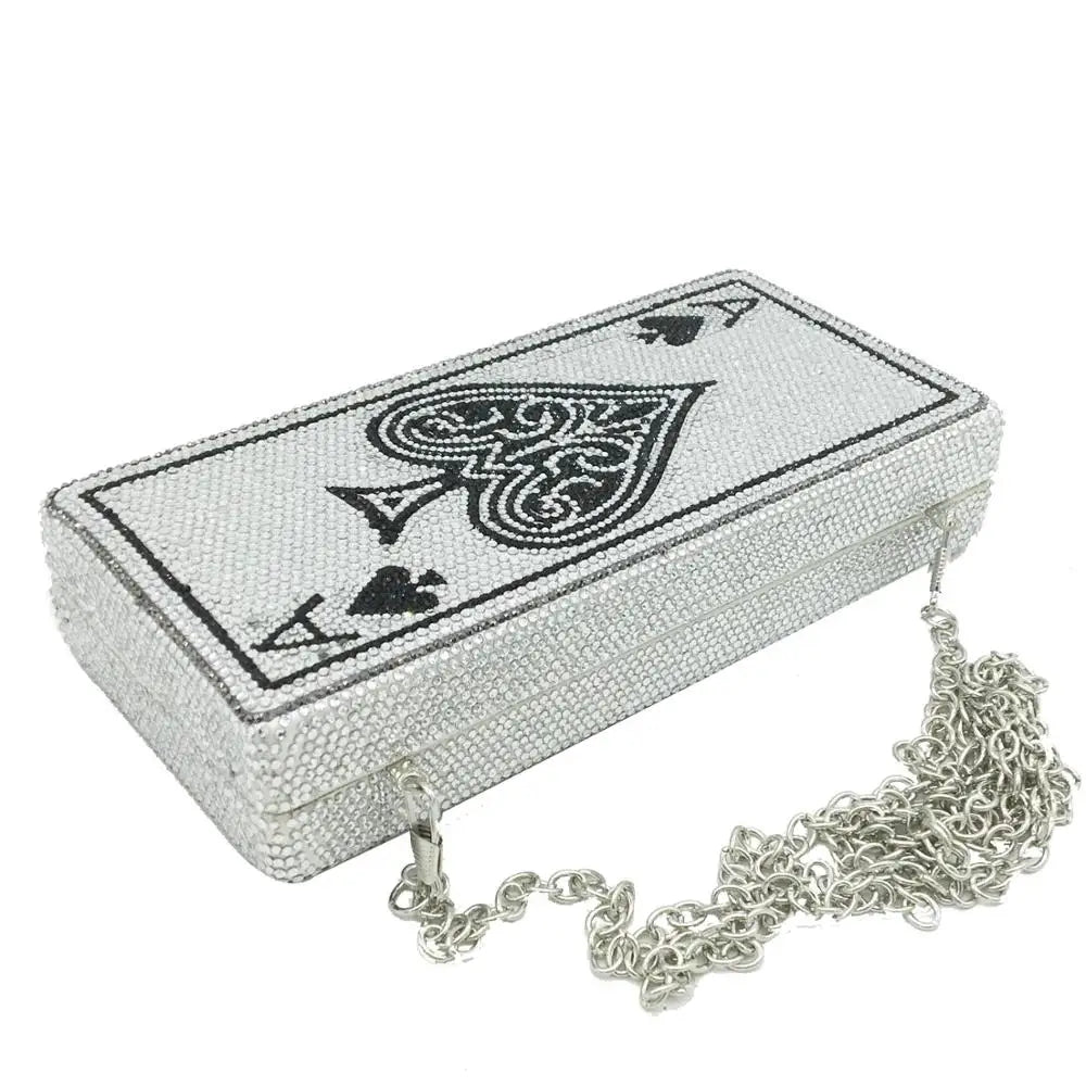 Boutique De Poker Playing Card Spade Ace Women Crystal Clutch