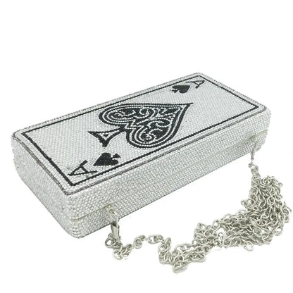 Boutique De Poker Playing Card Spade Ace Women Crystal Clutch