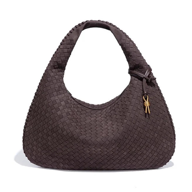 Women's Hobo Bag in Genuine Full Grain Leather with Adjustable Strap and Zipper Closure