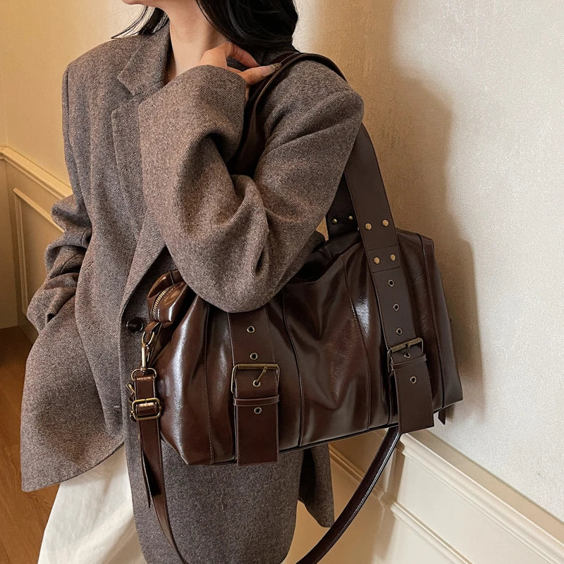 Large Capacity Women PU Leather Handbags Tote Bags