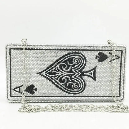 Boutique De Poker Playing Card Spade Ace Women Crystal Clutch