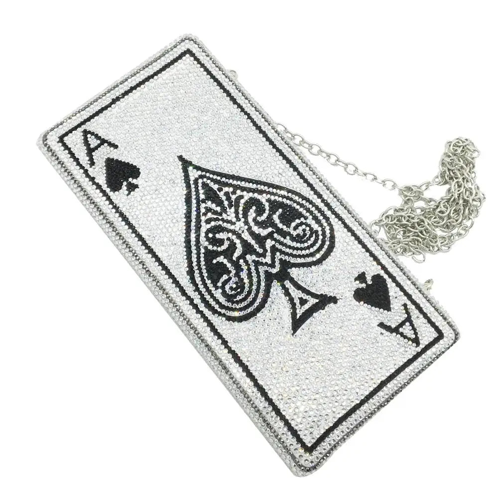 Boutique De Poker Playing Card Spade Ace Women Crystal Clutch