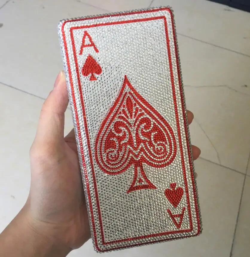 Boutique De Poker Playing Card Spade Ace Women Crystal Clutch
