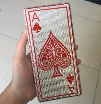 Boutique De Poker Playing Card Spade Ace Women Crystal Clutch