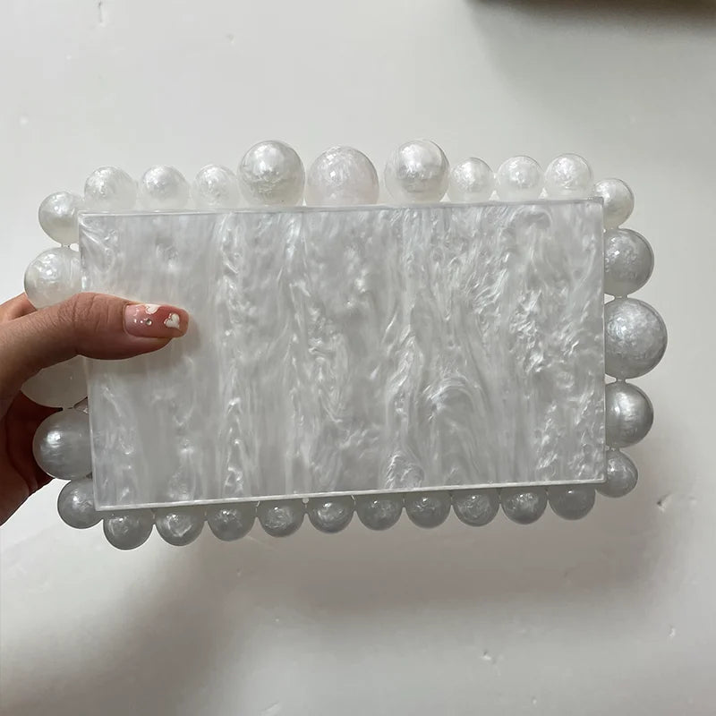 Acrylic Beaded Dinner Chain Evening Clutch Bags for Women