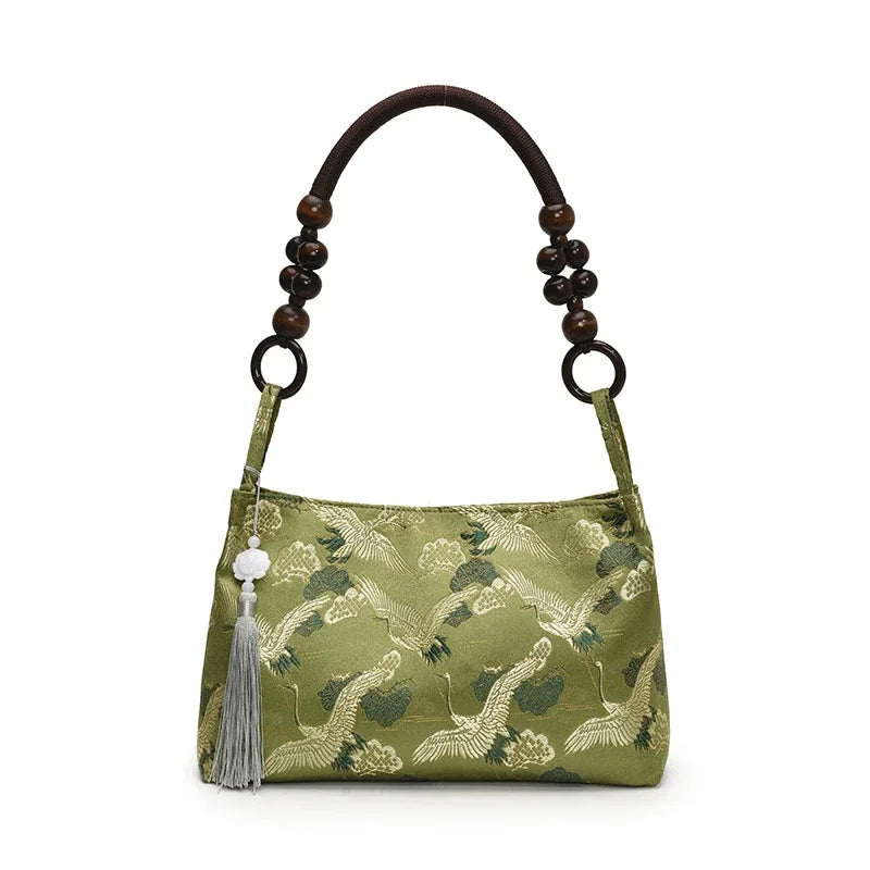 Embroidered National Style Hasp Sewing Thread Shoulder Bags