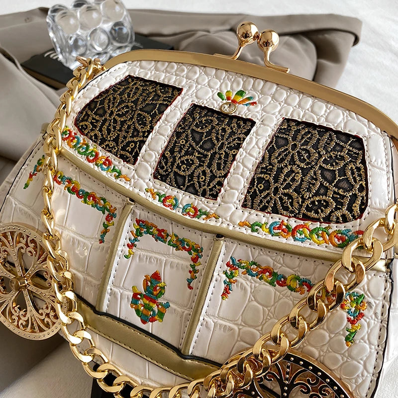 Branded Royal Carriage Evening Clutch  For Women Embroidery Dinner Party Bag
