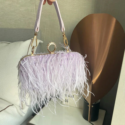 Evening Bags Party Wholesale Ostrich Feather Shoulder Bags for Women