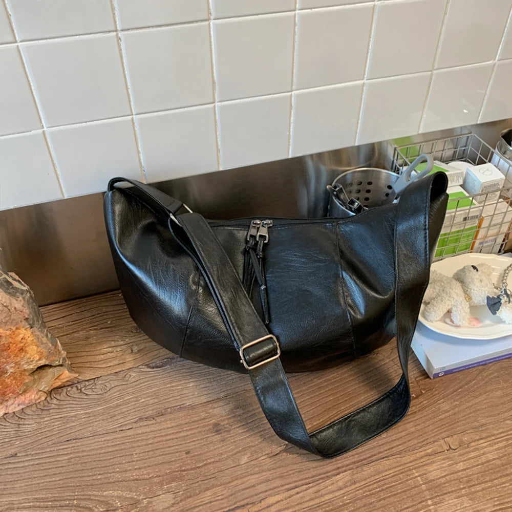 Women's Large Capacity Autumn and Winter Versatile Wide Strap Single Shoulder Crossbody