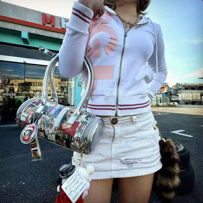 Y2K Riri Girls PU Cylinder Shoulder Bag