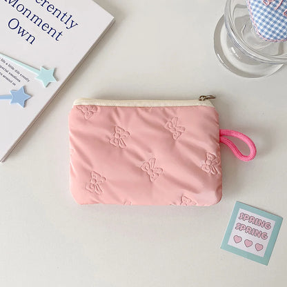 Bow Silver Glossy Mini Makeup Bag for Women