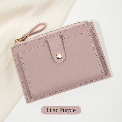 women's short card bag ultra-thin mini PU leather