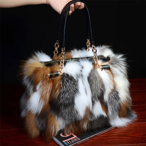 Soft Fox Hair High-end Handbag Large Capacity Charm Fur Bag