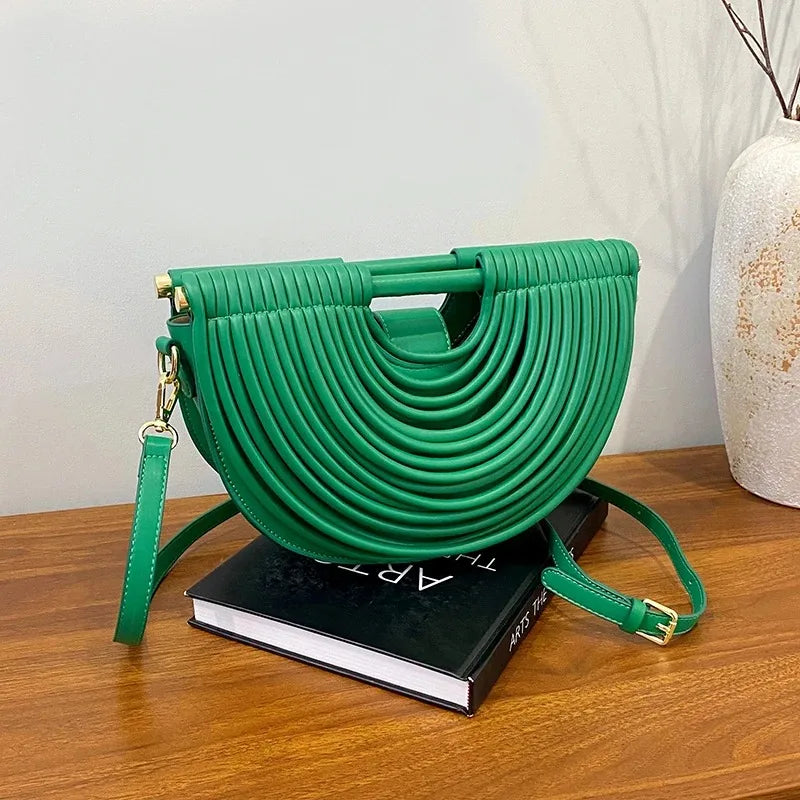 Evening Clutch Purses for Women Golden Noodle Half Moon Crossbody Bag