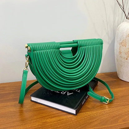 Evening Clutch Purses for Women Golden Noodle Half Moon Crossbody Bag