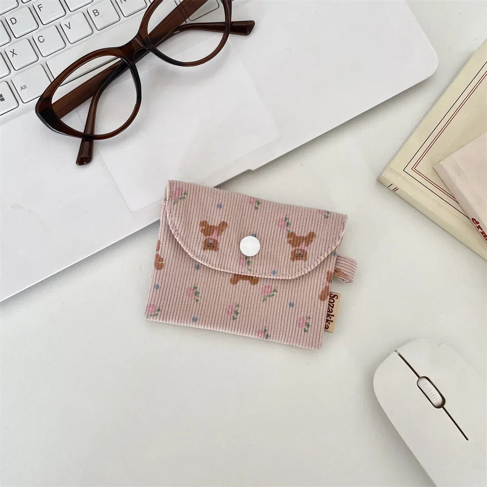 Floral Corduroy Card Small Coin Pouch