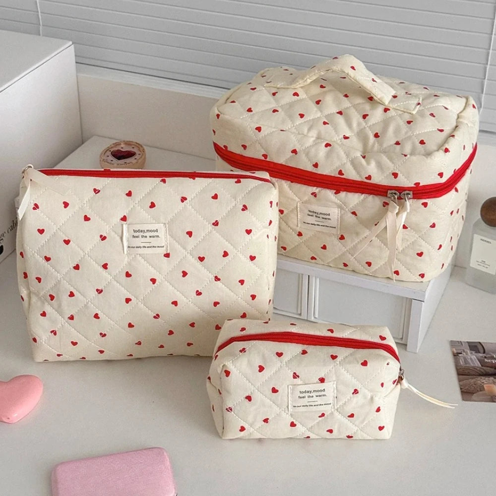 Women Quilting Makeup Bag Large Capacity Toiletry Cosmetic Storage Pouch
