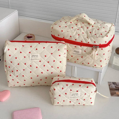 Women Quilting Makeup Bag Large Capacity Toiletry Cosmetic Storage Pouch