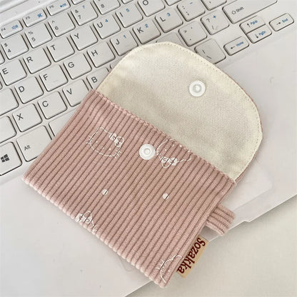 Floral Corduroy Card Small Coin Pouch