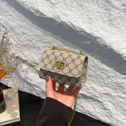 Mini Crossbody Bag with Geometric Pattern Faux Leather