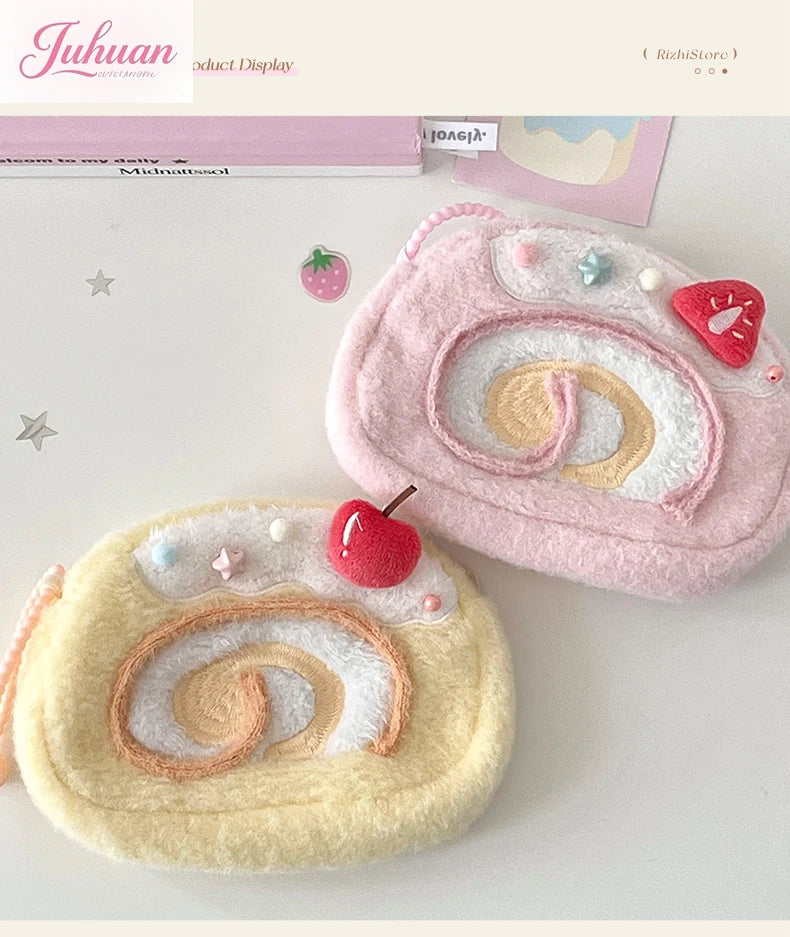 Kawaii Original Soft Girl Swiss Roll Change Bag Crossbody Bag