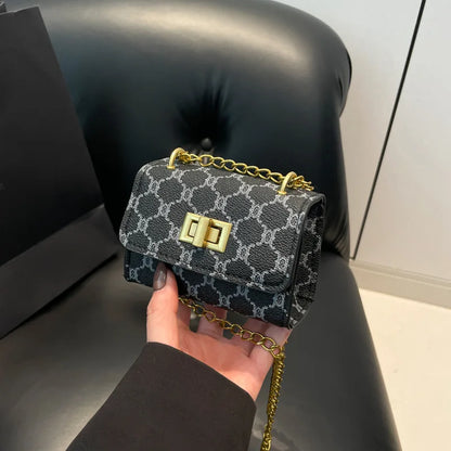 Mini Crossbody Bag with Geometric Pattern Faux Leather