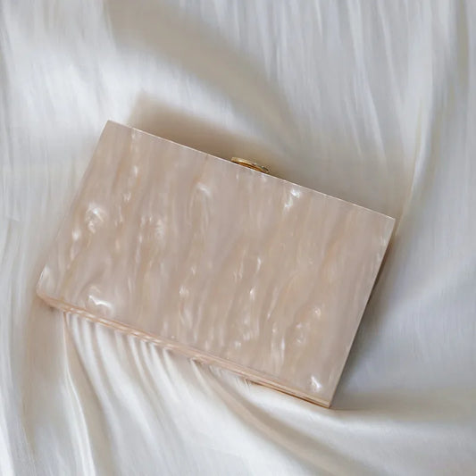 Women Bags Beige Solid Acrylic Clutch