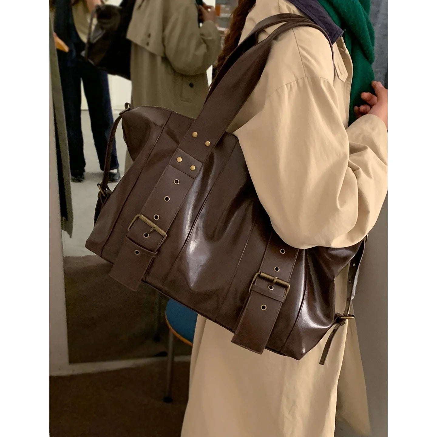 Vintage Women's Motorcycle Shoulder Bag Commuter Tote