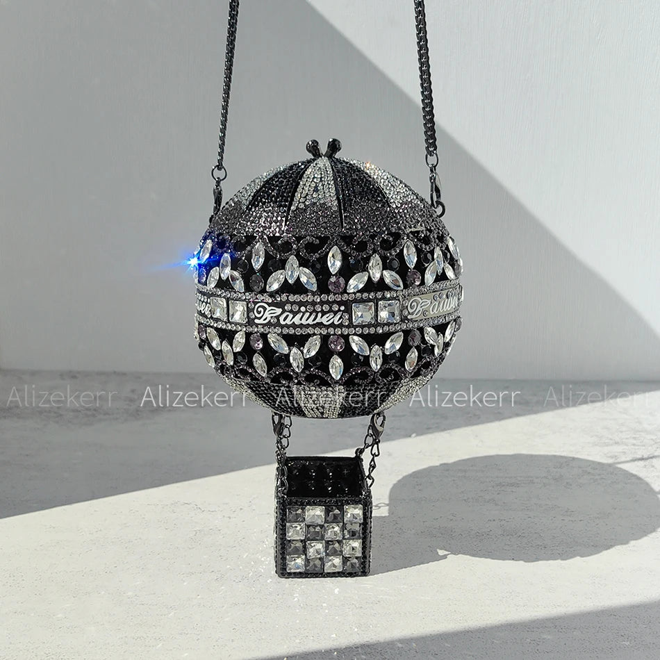 Alizekerr Hot Air Balloon Shaped Crystal Evening Bags