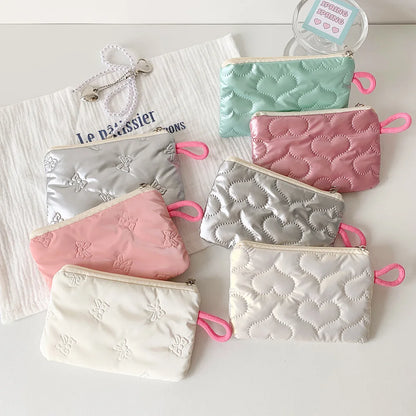 Bow Silver Glossy Mini Makeup Bag for Women