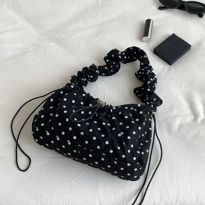 Drawstring Pleated Dumpling Bag for Outdoor Travel Clutch