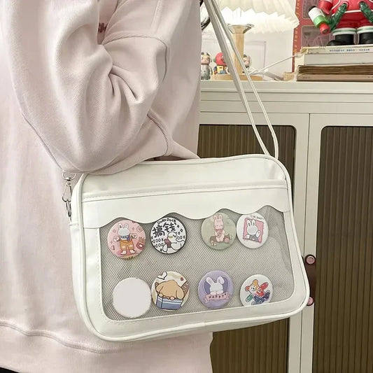 Japanese Harajuku Ita Bag for Women PU Transparent Pocket Handbags