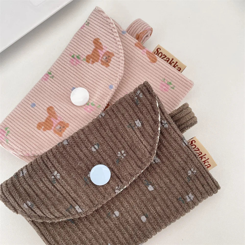 Floral Corduroy Card Small Coin Pouch