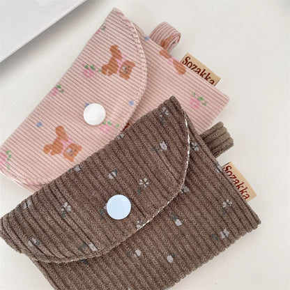 Floral Corduroy Card Small Coin Pouch