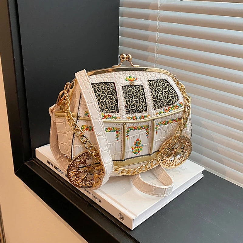 Branded Royal Carriage Evening Clutch  For Women Embroidery Dinner Party Bag