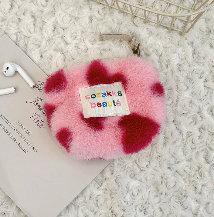 Stripes Plush Coin Purse Cute Key Money Card Case Bags Small Coin Bags for Women