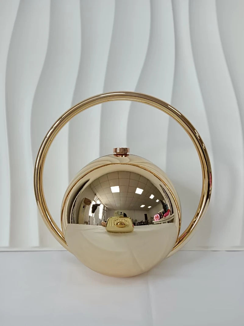 Spherical Evening Elegant Clutchwith Marble Pattern Women Sphere Tote Bag