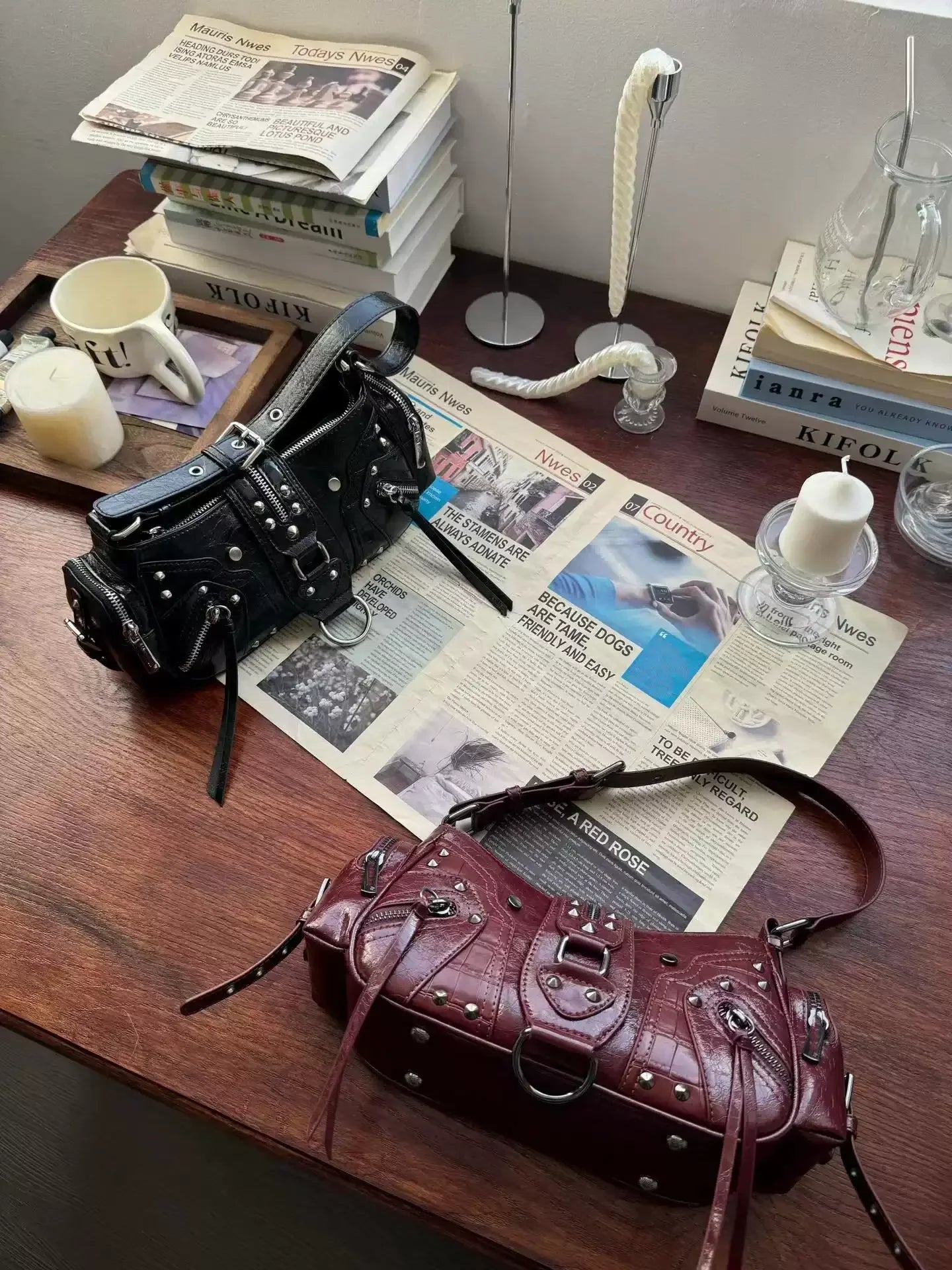 Women's Y2k Studded Gothic Punk Vintage Rivet Handbag