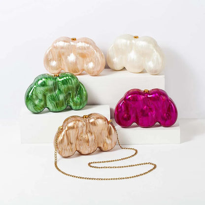 Cloud Shaped Clutch Bag Acrylic Clutch  Women Wedding Evening Party Ivory Bag